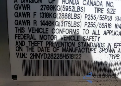 2008 Acura Mdx from USA, damaged, VIN 2HNYD28228H518122